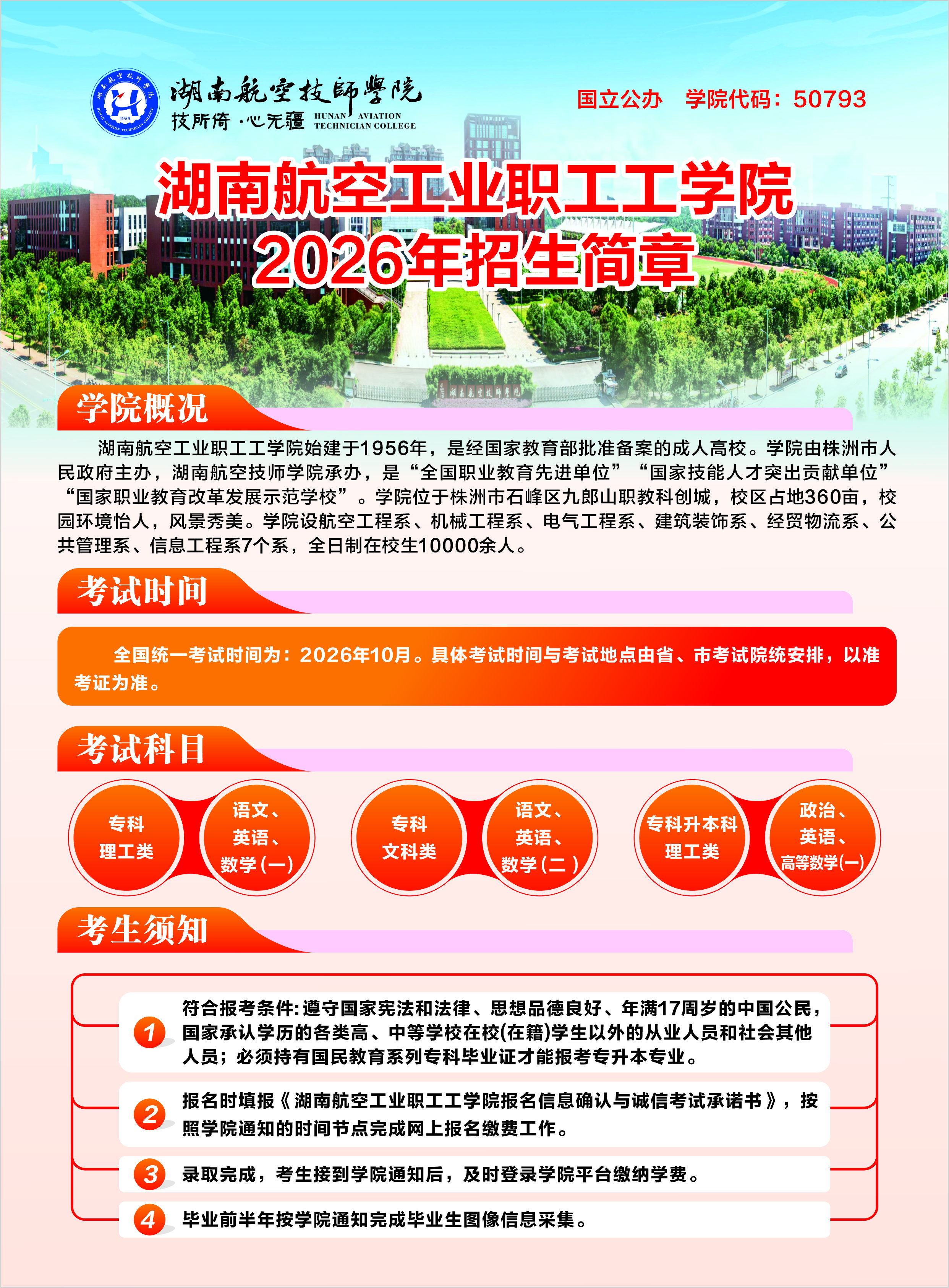 湖南航空工业职工工学院2026年招生简章